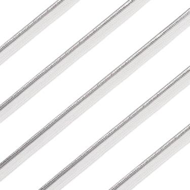Imagem de HOBBIESAY Acabamento de tubulação de 35 m com fita metálica de dobra única de 12 mm, fita de encadernação de poliéster, prata, branco, acabamento de cordão plano para decoração de casa, roupas,