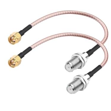 Imagem de 2 peças DHT Electronics RF coaxial cabo coaxial conjunto SMA macho para F fêmea 15 cm