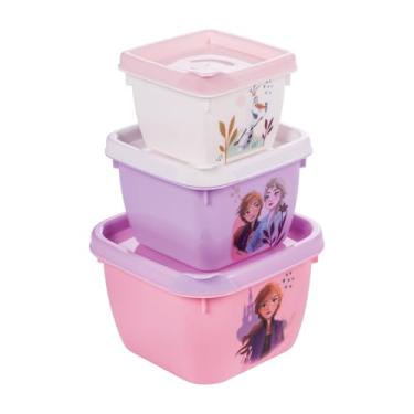 Imagem de Kit 3 Potes Quadrado Decorado Infantil Conect Frozen Plasútil
