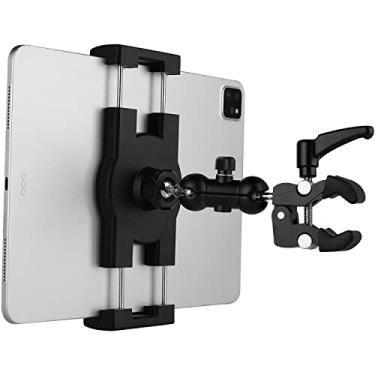 Imagem de Mippko Suporte de tablet para esteira/bicicleta giratória/carrinho/cadeira de rodas/carrinho de golfe/bastões/suporte de música/bicicleta estacionária, suporte ajustável para iPad de 360°, compatível