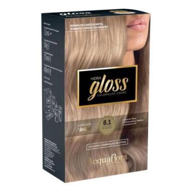 Imagem de Coloração Creme Acquaflora Kit Hidra Gloss 8.1 Louro Claro Acinzentado