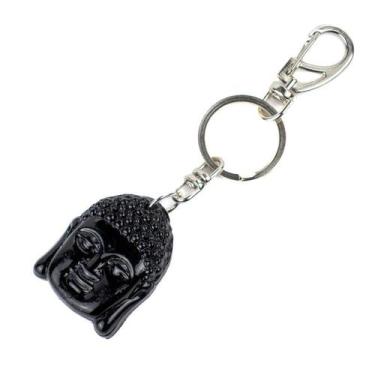 Imagem de Chaveiro Buda Rosto Preto 12 cm Resina e Metal - Lua Mística - 100% Or
