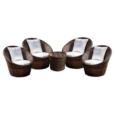 Imagem de Conjunto de Poltronas Fibra Sintética Bola - 4 Poltronas + 1 Mesa Cent