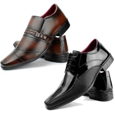 Imagem de Sapato social masculino sollano kit 2 pares - Pizzolev, Preto, Marrom,