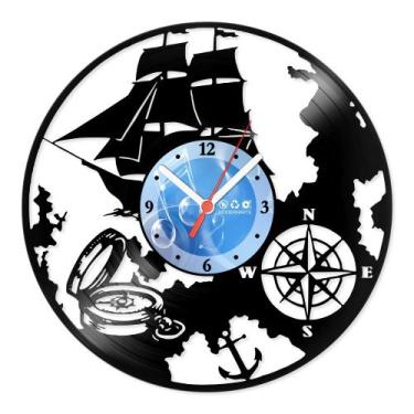 Imagem de Relógio De Parede Disco Vinil Diversos - Navio e Bússola - VDI-304 - M