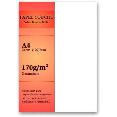 Imagem de Papel A4 Couche Brilho 170g 100 Folhas 21x29,7cm Laser - Best