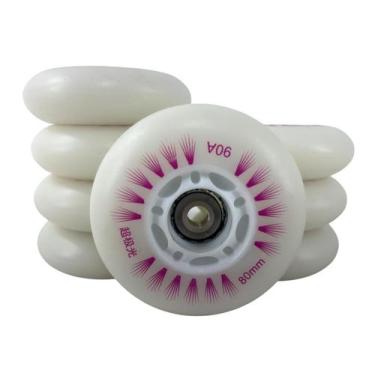 Imagem de 8 Rodas Led Creme Inline 80mm 90A Varias Cores, Rosa