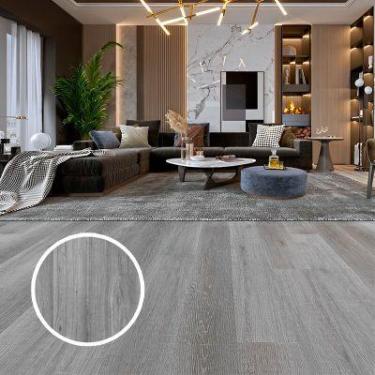 Imagem de Piso Vinílico Rígido Clicado Régua Amadeirado por 3M² Cor Cinza - Tubr