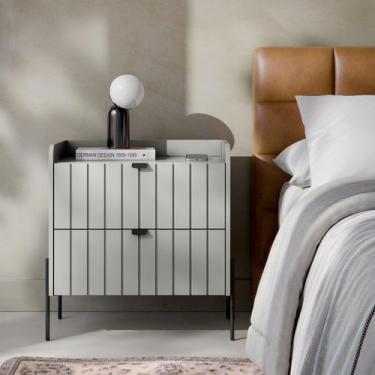 Imagem de mesa de cabeceira mdf grande para quarto moriah 60cm largura com 2 gav