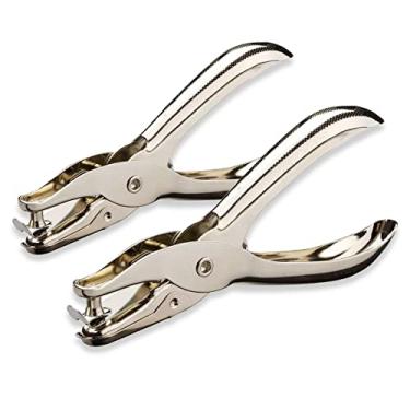 Imagem de HZMM Perfurador de Furo Único de 1/4 e 1/8 De", 2 Peças de Perfuradores de Papel Circular Furador de Papel Portátil com Capacidade de 8 Folhas Máquinas de Perfuração de Escritório para Etiquetas de Pa