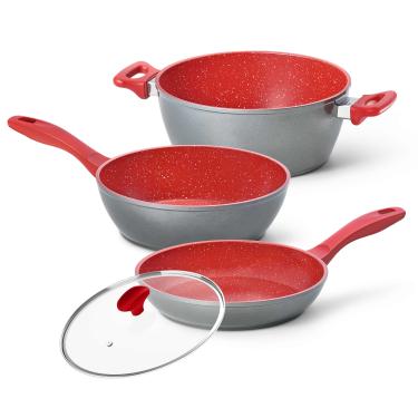 Imagem de Panelas Polishop Day By Day, Family Size, Sauté Grand e Tampa de Vidro Ichef 24cm - Vermelha | Polishop