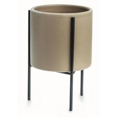 Imagem de Cachepot Cinza com Suporte em Metal 09973 M Mart