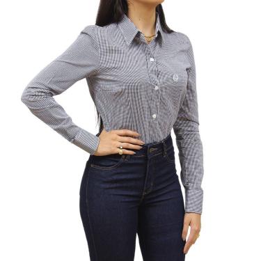 Imagem de Camisa Feminina Xadrez Preto Manga Longa Classic 34471