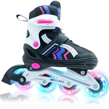 Imagem de Patins infantis em linha para meninos e meninas de 6 a 12 anos, patins ajustáveis para iniciantes com rodas iluminadas para crianças jovens e adolescentes
