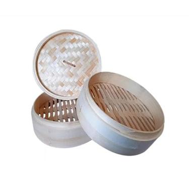 Imagem de Panela De Bambu Vaporeira Para Peixe Guioza Legumes Oriental (24 cm)