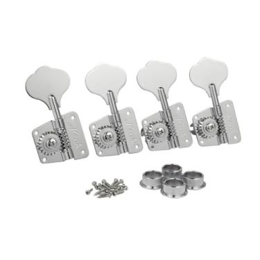 Imagem de KAISH Chrome Lefty Vintage 70's Cloverleaf afinadores de baixo afinadores de baixo teclas de afinação de baixo para Jazz J Bass ou Precision P Bass
