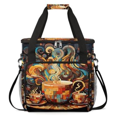 Imagem de Caneca de café com desenho animado para cafeteira, bolsa de transporte de viagem, bolsa de armazenamento compatível com Keurig K-Mini ou K-Mini Plus, estojo portátil para cafeteira de dose única com