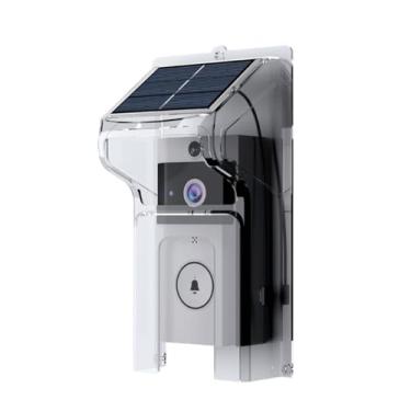 Imagem de Swokely Capa de chuva de campainha de plástico transparente, protetor de campainha à prova d'água com painel solar, capa de chuva de campainha, fácil instalação, capa à prova de intempéries adequada