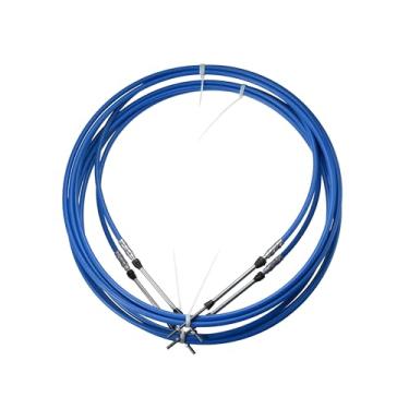 Imagem de Partuto 2 peças 4,9 m 5 metros 197 polegadas Marine Type 3300 / 33C cabo caixa de controle remoto de mudança do acelerador para Yamaha motor de popa barco motor de direção azul substituição