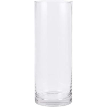 Imagem de PEPAXON Vaso cilíndrico de vidro transparente vaso decorativo para flores alto vaso de flores para casa e eventos (30 x 10 x 10 cm)