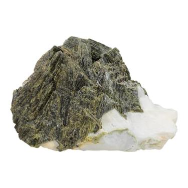 Imagem de Rockcloud Aglomerado de cristal de turmalina verde natural para meditação Reiki, amostra mineral de pedra crua irregular para decoração de casa, 3-0,4 kg