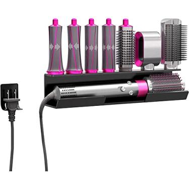 Imagem de Suporte de parede para Dyson Airwrap Styler Modelador de cabelo modelador de cachos varinha e pincéis, suporte de armazenamento com organizador de cabo acrílico
