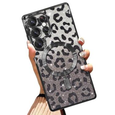 Imagem de AIGOMARA Capa de telefone feita para celular ultra [compatível com carregamento sem fio] Design de estampa de leopardo TPU macio com glitter, capa de telefone à prova de choque e anti-arranhões para
