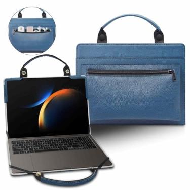 Imagem de Capa de laptop para Samsung Galaxy Book3 15 NP750XFG NP750XFH NP750XFG-KB2US NP750XFH-XB1US com bolsa portátil com alça de bolsa, azul