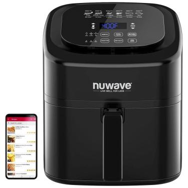 Imagem de Fritadeira Elétrica Air Fryer 5,6L com 6 Funções Predefinidas e Divisória Removível, 110V 1800W, Nuwave, Preto