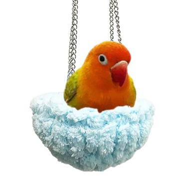 Imagem de CXYYXF Cama de ninho de pássaro, rede para pendurar papagaio, gaiola de pássaros, casa para periquitos, periquitos, calopsitas, pombinhos, conures (verde) (azul)