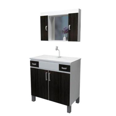 Imagem de Gabinete Armário Para Banheiro Ferraro 80 Ébano - Gabinetto