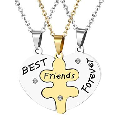 Imagem de OIDEA Conjunto de colares com pingente de amizade e quebra-cabeça gravado Best Friends Forever BFF, liga de ouro e prata, Aço inoxidável, Sem Pedra Preciosa