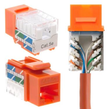 Imagem de Cat5e Ethernet RJ-45 Keystone Jack Cat5 Punch-Down Network 45 Degree Orange Pack de 50