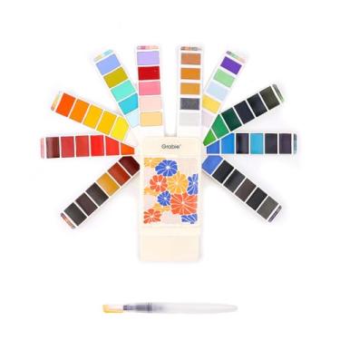 Imagem de Grabie Watercolor Paint Set, 56 Colors Handheld Watercolor Set of Water Brush Pen, Palette and Removable Sponge, Portable Watercolor Paint for Artist Beginner and Professional