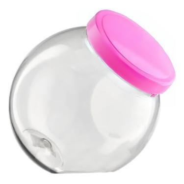 Imagem de Baleiro 600ml com Tampa De Rosca Redondo Pote Balas Doces Plástico (Rosa)