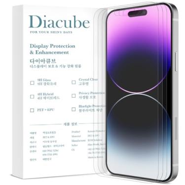 Imagem de Diacube Pacote com 3 protetores de tela fosco antirreflexo para iPhone 14, filme PET resistente a quebras, anti-impressão digital, toque sedoso, livre de poeira e fácil instalação com gabarito de