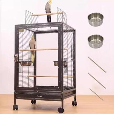 Imagem de Gaiola de papagaio transparente xixi-home, gaiola de metal para pássaros, gaiola ornamental - com parte superior e roda, gaiolas de voo grandes para atividades ao ar livre para periquito, periquito