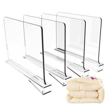 Imagem de Separador de prateleira, 4 divisórias de organização de armário, separador de prateleiras de roupas, organização de armazenamento doméstico para quarto, cozinha e escritório