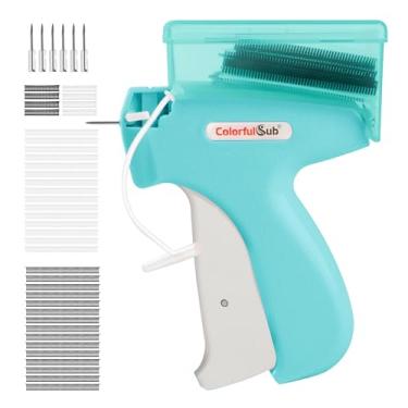 Imagem de ColorfulSub Pistola de costura para roupas, fixador rápido de roupas portátil para costura, pistola de etiquetagem com caixa de armazenamento, inclui 6 agulhas, 1.500 fixadores brancos e 1.500