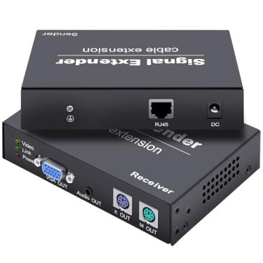 Imagem de Torileaf Extensor VGA KVM PS2, extensor VGA KVM sobre cabo de rede Cat5e/6/7 até 120 m, Plug and Play, transmissão de atraso zero de 1080p a 60Hz, suporte a servidor legado/PC industrial