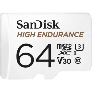 Imagem de SanDisk Cartão MicroSDXC de alta resistência de 64 GB com adaptador para câmera veicular e sistemas de monitoramento doméstico - C10, U3, V30, 4K UHD, cartão micro SD - SDSQQNR-064G-GN6IA