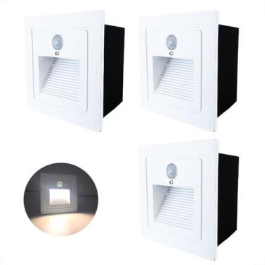 Imagem de 3 Balizador Led Parede Sensor Presença Embutido Branco Lup73 - Acende 