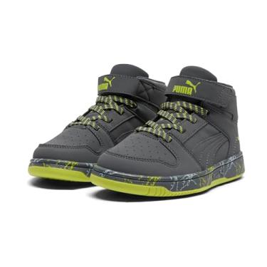 Imagem de PUMA Tênis infantil unissex Rebound Layup Mid Hook and Loop, Forte cinza - forte cinza - lima Smash, 1 Little Kid