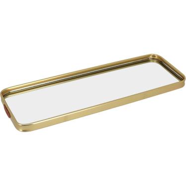 Imagem de BANDEJA DECORATIVA PARA SERVIR ESPELHADO METAL 35x12cm DOURADO