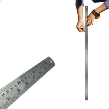 Imagem de Régua De Metal 100cm Aço Inox Artesanato P/ Projeto Costura - Lanmax
