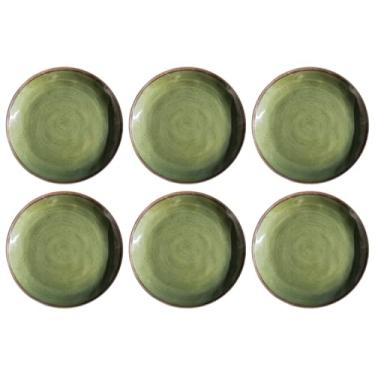 Imagem de Abode Homewares Prato de jantar de melamina premium seguro para micro-ondas Retreat Pottery Green newWave, conjunto de 6, 26,7 cm