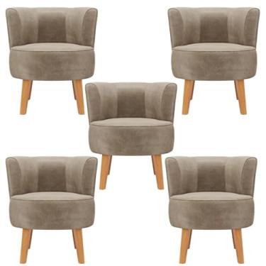 Imagem de Jogo 5 Poltronas Macia para Sala de Espera Comercial Moderna Reforçado Tecido Veludo MOBLAN decor (Cappuccino)