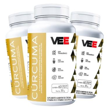 Imagem de Kit 3x Curcuma Longa Premium Curcumina 500mg Pote 60 Caps Vitamina E Tocoferol + Vitamina B12 Suplemento Capsulas 30 Doses Sem Glúten Natural - VEE