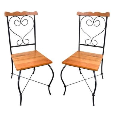 Imagem de Kit 2 Cadeira Coração em Ferro e Madeira maciça Sudeste Rústico