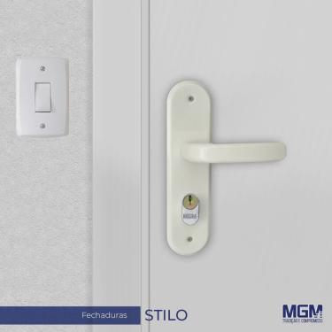 Imagem de Fechadura Externa Espelho Aço Branca 40mm mgm Stilo